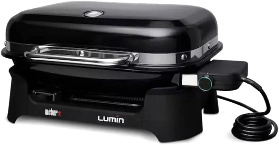 Weber Lumin Barbacoa eléctrica/sellar, ahumar, cocinar al Vapor, cocinar y Mantener Caliente, hasta 315 °C, Parrillas de Hierro esmaltado