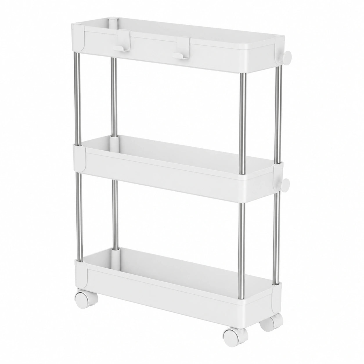 Carrito Auxiliar Multiusos con Ruedas para Cocina y Baño, 3 Niveles, 40x13x60cm