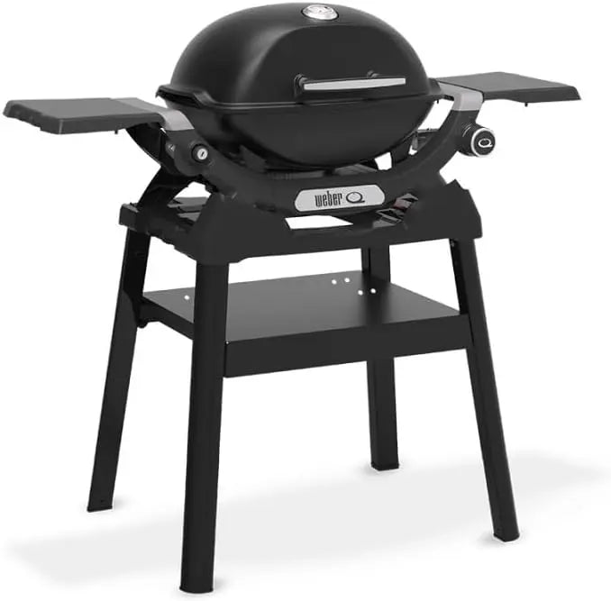 Weber Q 1200N, Barbacoa de Gas con mesas Laterales, Encendido electrónico, termómetro Integrado, 1 Quemador de Acero Inoxidable, compacta y Potente