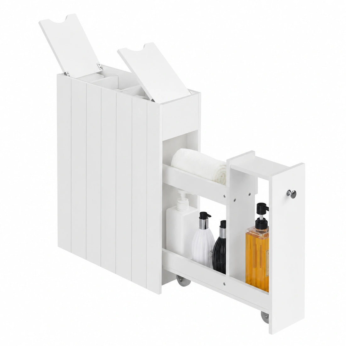 Yaheetech Armario Estrecho de Madera con Cajones y Ruedas para Baño y Cocina 50x17x58 cm