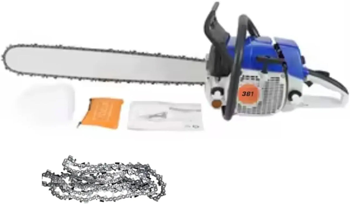 Motosierra MS381 a gas, 72, 2 cc, 2 tiempos, profesional, resistente, para corte de madera + cadena de barra guía de 45, 7 cm