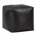 Taburete de Cuero de Cabra Negro 40x40x40cm para Salón y Comedor
