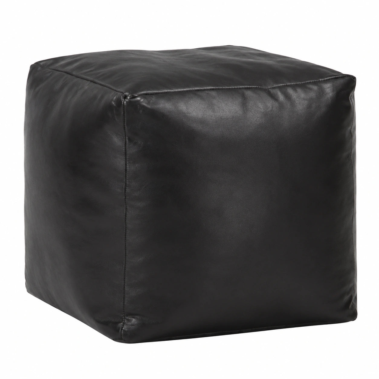 Taburete de Cuero de Cabra Negro 40x40x40cm para Salón y Comedor