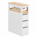 Armario Estrecho para Baño con Ruedas y Estantes SoBuy, Almacenamiento Organizado BZR54-II-W