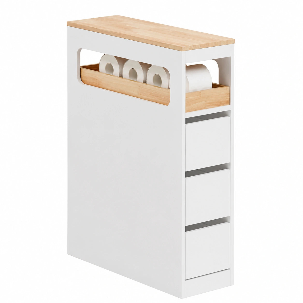 Armario Estrecho para Baño con Ruedas y Estantes SoBuy, Almacenamiento Organizado BZR54-II-W
