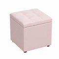 Taburete de Piel Sintética Cube para Almacenamiento y Asiento Individual - Rosa