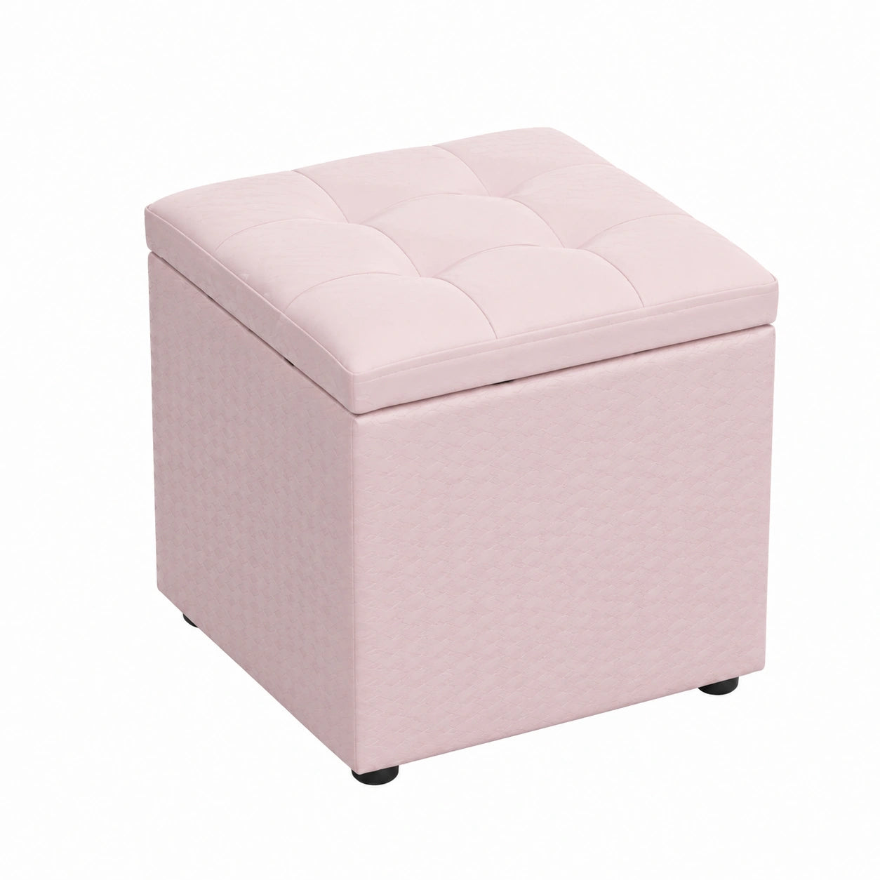 Taburete de Piel Sintética Cube para Almacenamiento y Asiento Individual - Rosa