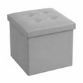 Taburete Plegable de Almacenamiento en Polipiel Plateado 38x38x38 cm