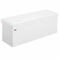 Baúl Plegable Otomana de Almacenaje Blanco 115x40x40cm