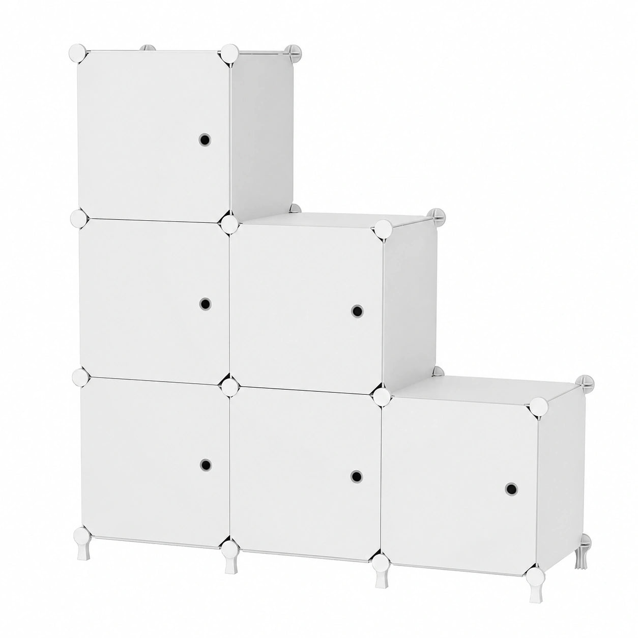 Estantería Modular con Puertas, 6 Cubos, Blanco, Fácil Montaje para Hogar
