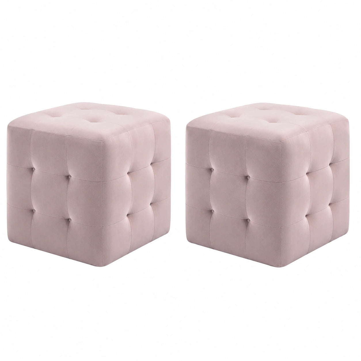 Set de 2 Pufs Homgoday Rosa de Terciopelo 30x30 cm para Hogar