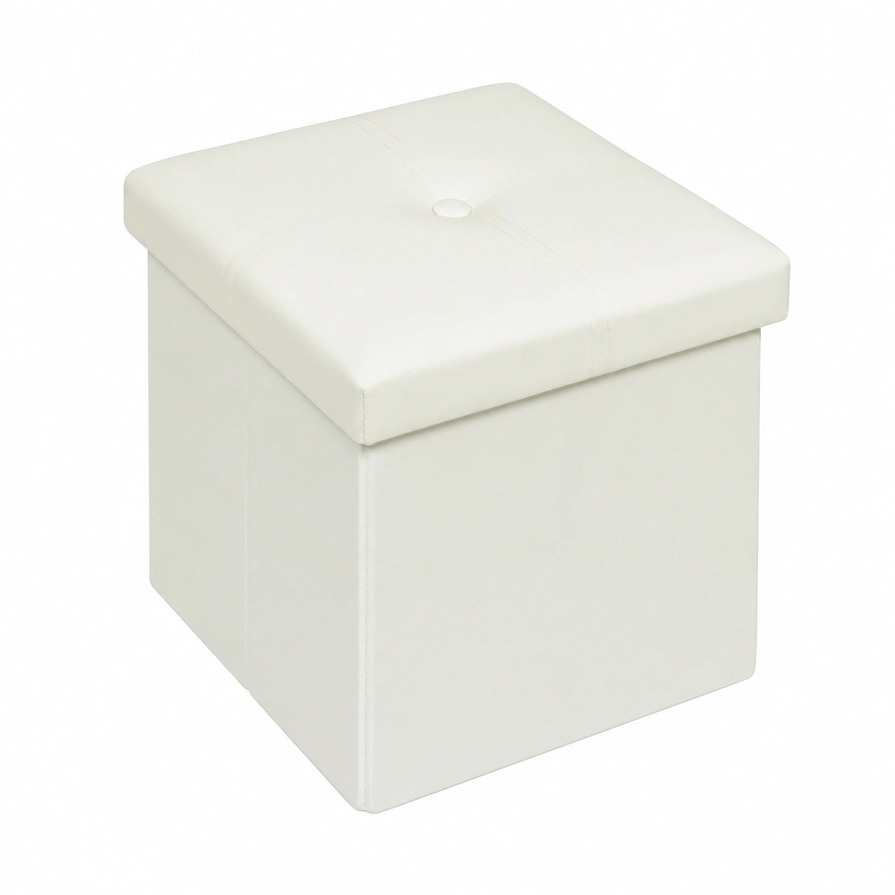 Baúl de Almacenamiento Plegable de Polipiel Blanco 30x30x30cm para Hogar y Oficina