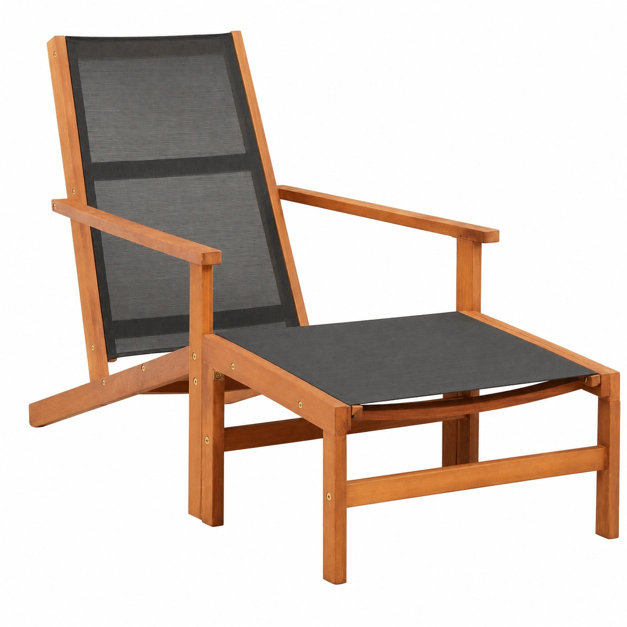 Conjunto de Silla y Puf de Jardín de Eucalipto y Textileno