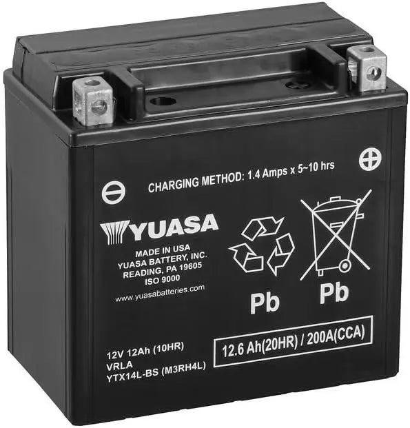 Yuasa YTX14L 12V 200 CCA Batería Moto VRLA Sin Mantenimiento