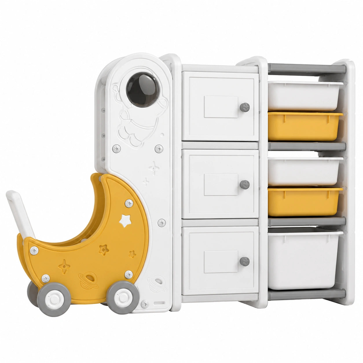 Organizador Modular Infantil con Puertas y Carro Espacial, Set de 2 Módulos