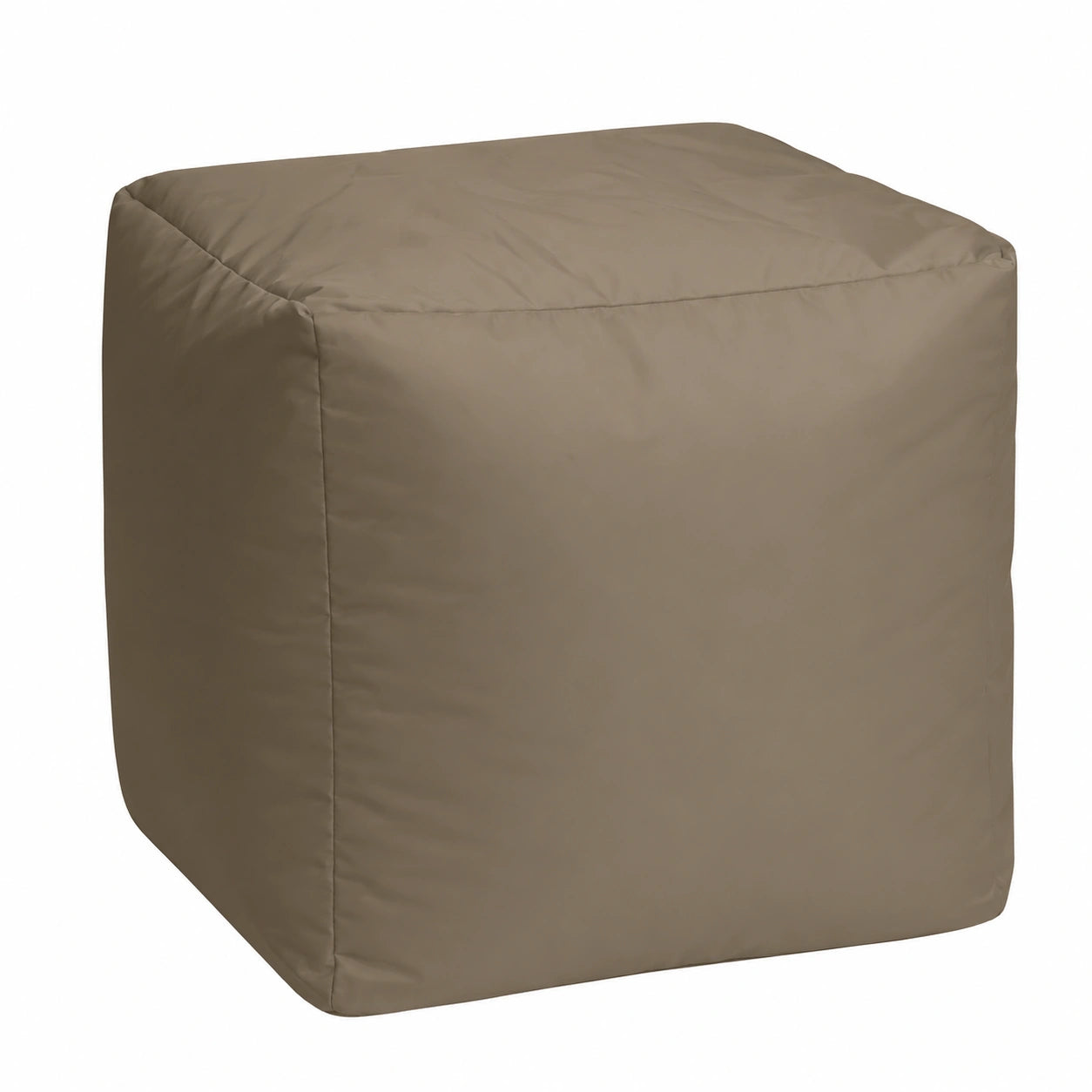 Puff Cubo Jive Reforzado, Reposapiés con Relleno, Antidesgarros e Impermeable, 45cm, Taupe, Hecho en Italia