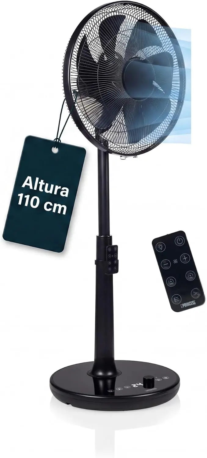 Princess Ventilador de pie, Diseño elegante, 30 W, Potente, Silencioso, Bajo consumo, Diámetro, 40 cm, Oscilante, 24 velocidades, 354860