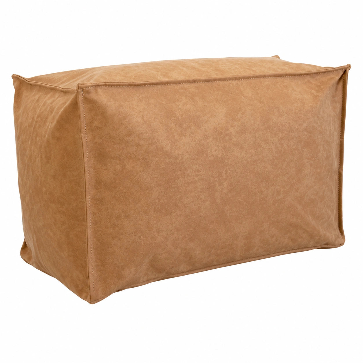 Reposapiés Moderno de Polipiel Beige - Puff Rectangular Multifuncional para Salón, Sofá o Juego [50x40x30 cm]