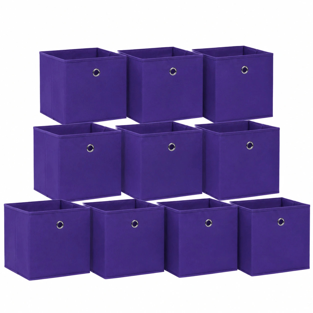 Homgoday Caja de Almacenamiento de Tela Morada, 10 Piezas, 32x32x32 cm, para Muebles y Jardín