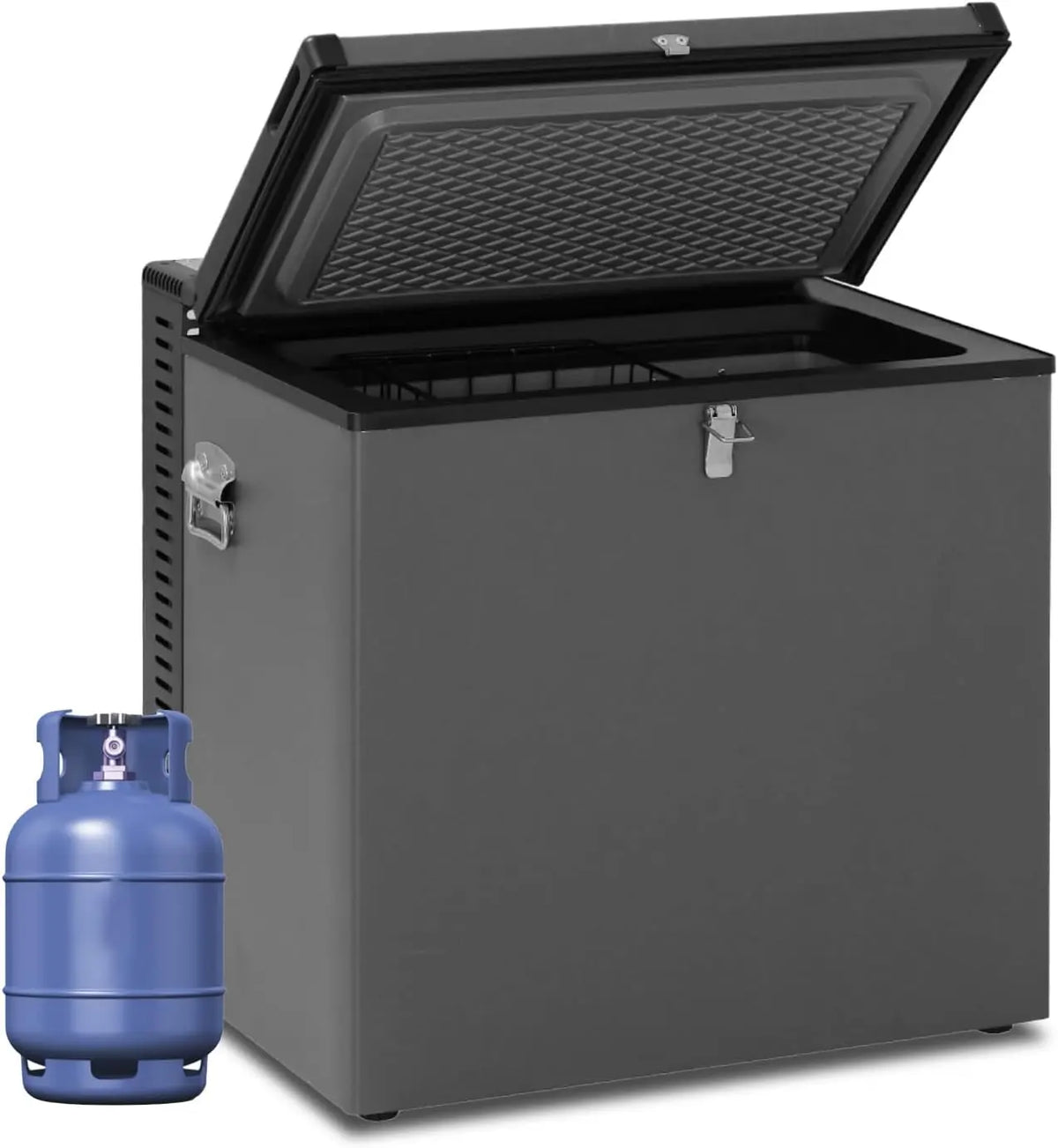 Smad Congelador de Gas Horizontal 70L para Camping y Garaje, 12V/240V/ Propano, Silencioso, 21db, Negro
