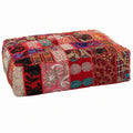 Reposapiés Puf Cuadrado de Algodón Patchwork Hecho a Mano 50x50x12 cm Rojo