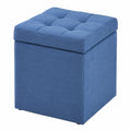 Taburete Plegable de Almacenamiento Azul, Organizador de Juguetes y Asiento Multifuncional 30x30x35 cm
