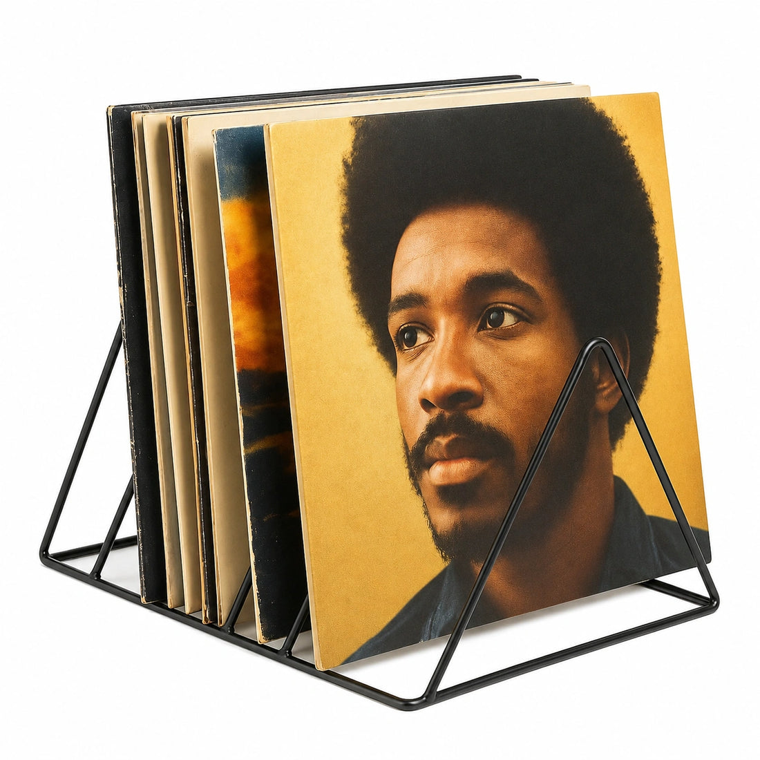 Estantería de Metal para Vinilos - Soporte Moderno para Tocadiscos | Capacidad para 75 LPs - Sin Montaje Necesario