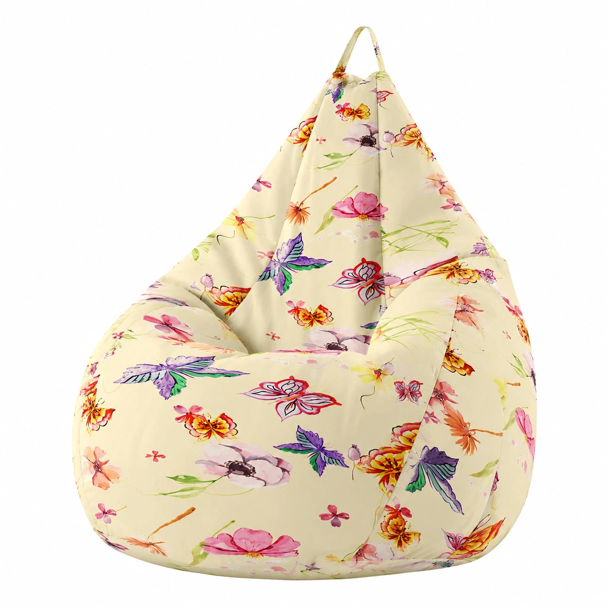 Puf Mariposa 3D Lavable para Adultos y Niños, Tamaños Variados, Uso Interior y Exterior, Beige 80x90cm
