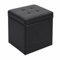 Puf Cubo Almacenamiento Piel Sintética con Bisagra