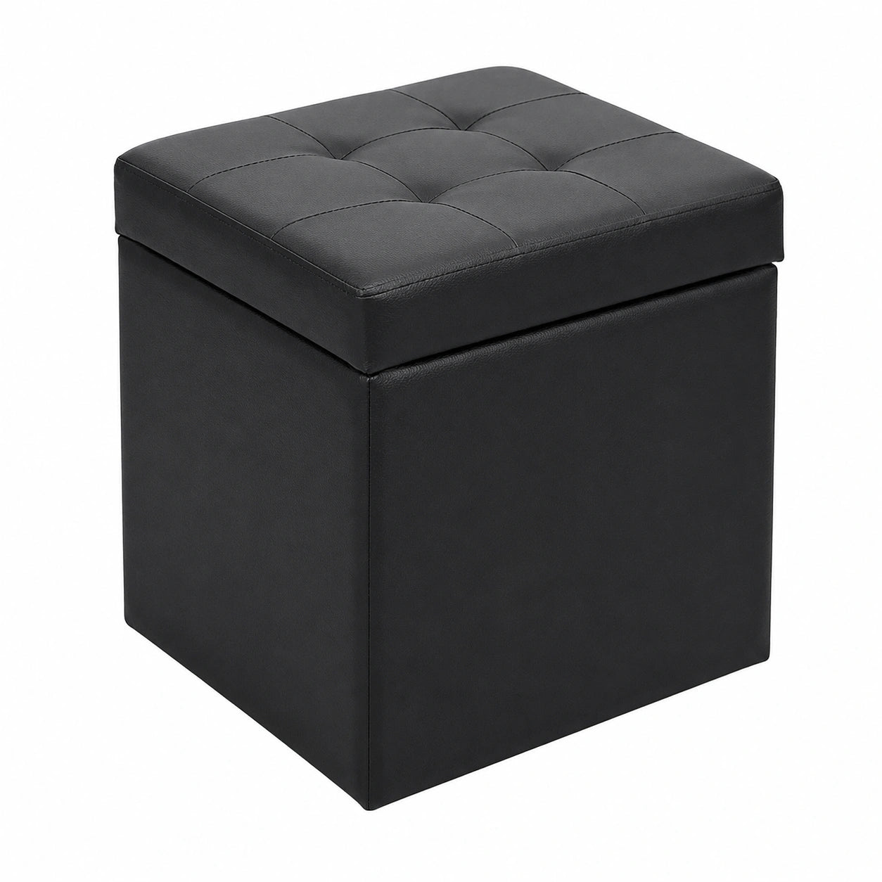 Puf Cubo Almacenamiento Piel Sintética con Bisagra