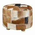 Puf Redondo de Piel de Cabra 50x50x45 cm, Muebles Modernos