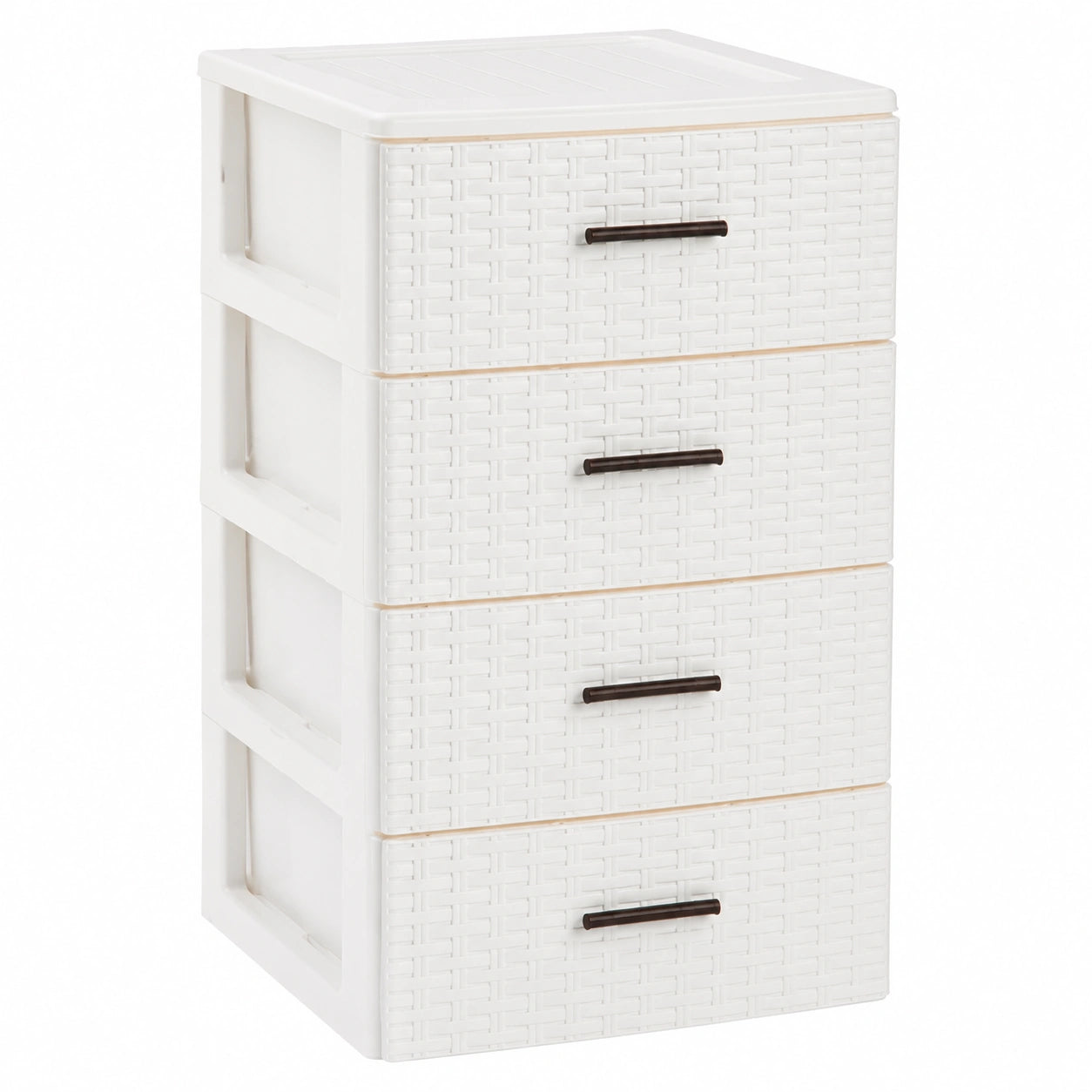 Cajonera Organizadora Multiusos de Plástico Rin Rattan, 4 Cajones, para Baño, 61,5 x 36,5 x 36,5 cm, Blanco