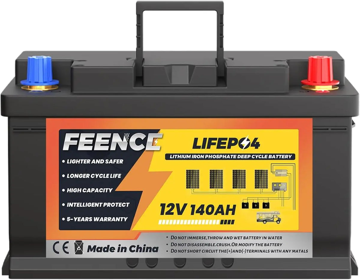 Batería de litio LiFePO4 de 12, 8 V, 140 Ah, H190, batería de litio de 140 Ah con 150 A BMS 1792 Wh Energy y salida de 1920 kwh, para autocaravanas