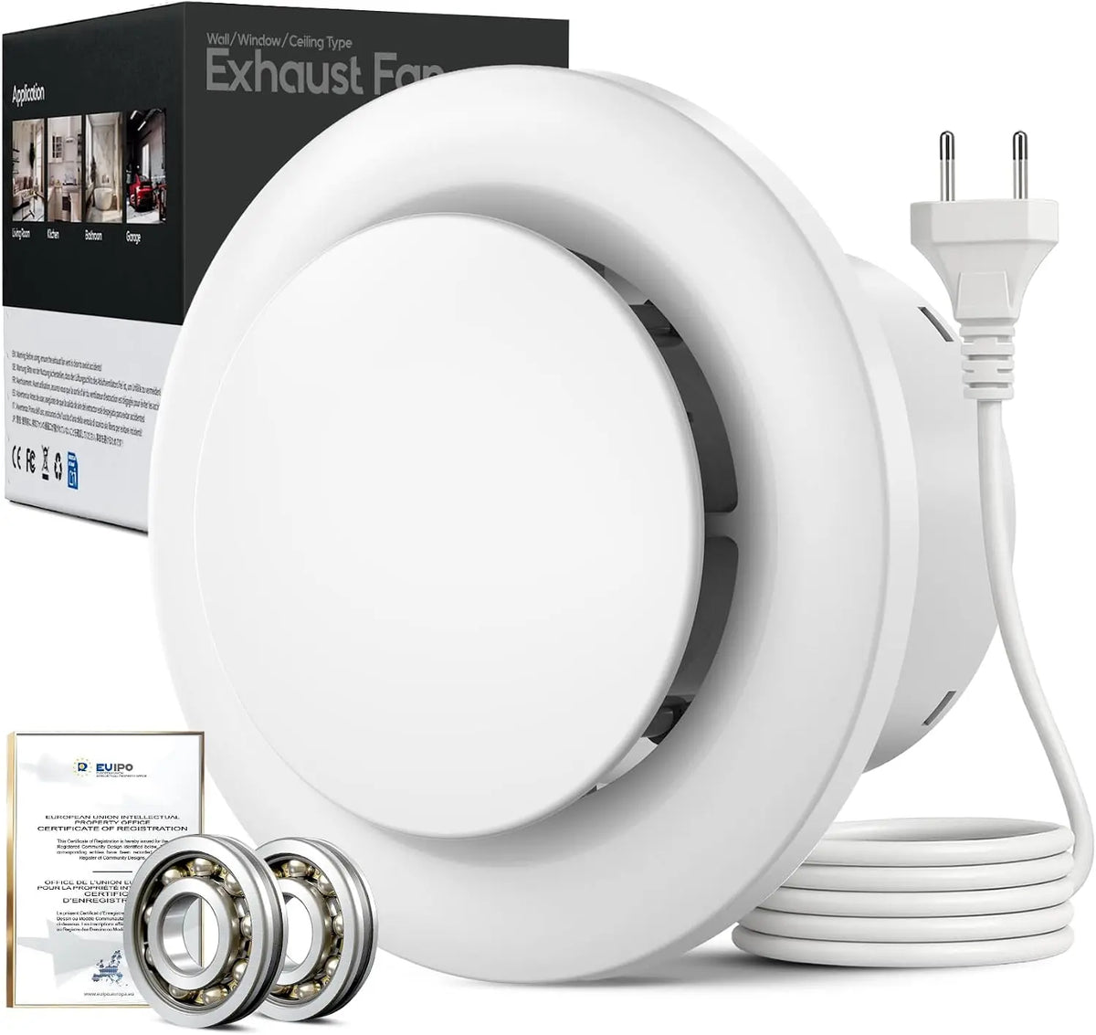 Extractor de Aire 100mm, Ventilador de Baño 130m3/h 12W, Alta Eficiencia ahorro Energético y Silencioso, Ventilador de Tubo, para Baño, Cocina, Aseo