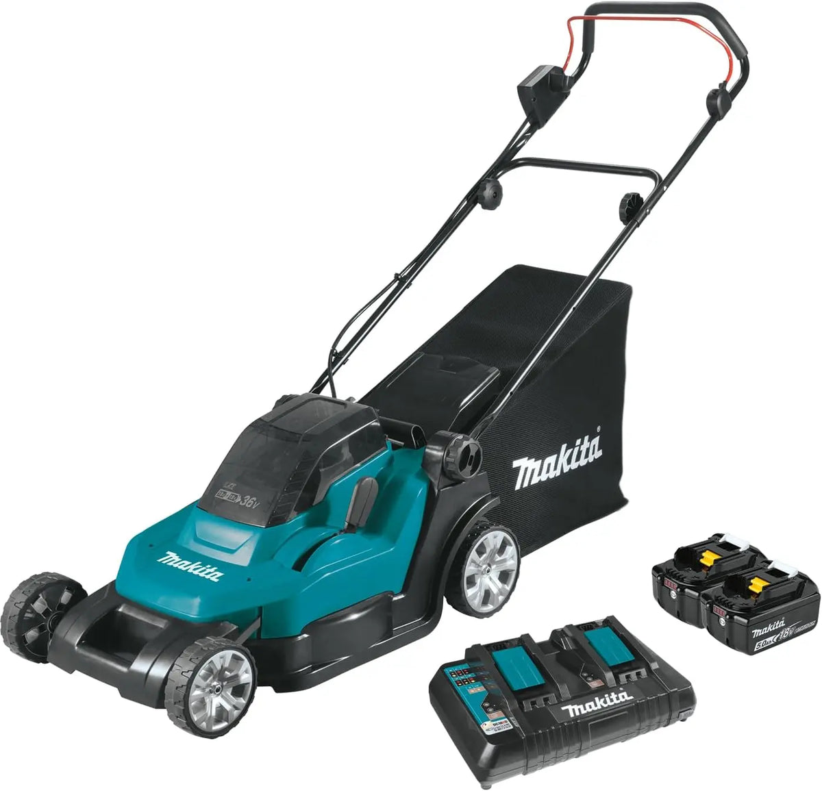 MAKITA DLM432PT2, Cortacésped 36 V LXT (2 x 5, 0 Ah) 43 cm con DC18RD