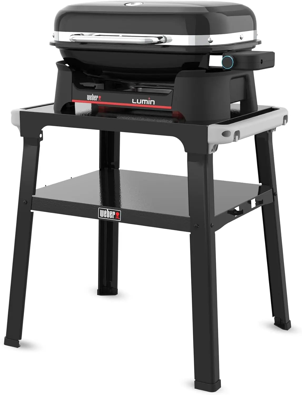 Weber Lumin Barbacoa eléctrica con Soporte, hasta 315 °C, con termómetro Integrado en la Tapa, Parrillas de Hierro esmaltado, Negro (1501652)