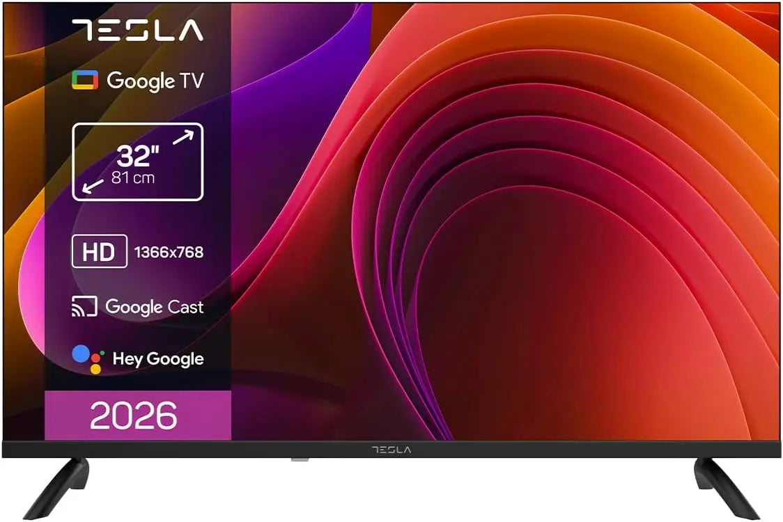 TESLA inteligente TV 32 Pulgadas HD Ready Compatible con Google TV y Google Assistant, HDR10, WiFi y Bluetooth, Apps y Chromecast Integrado, 2 HDMI