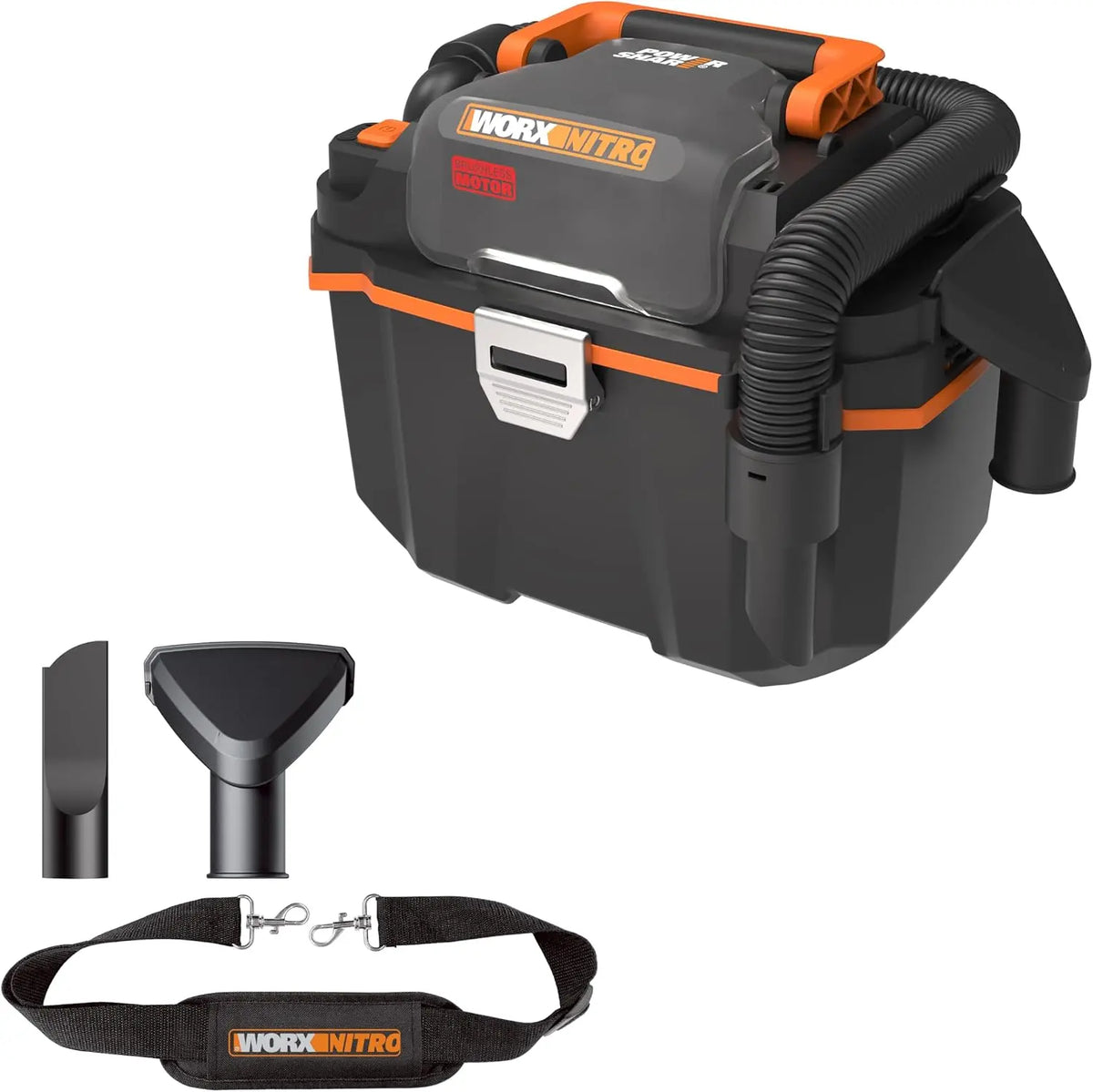 WORX WX031.9 Aspirador Portátil Húmedo y Seco Brushless 20V Sin Batería ni Cargador, 16Kpa de Succión, Depósito 8 litros, Compacto