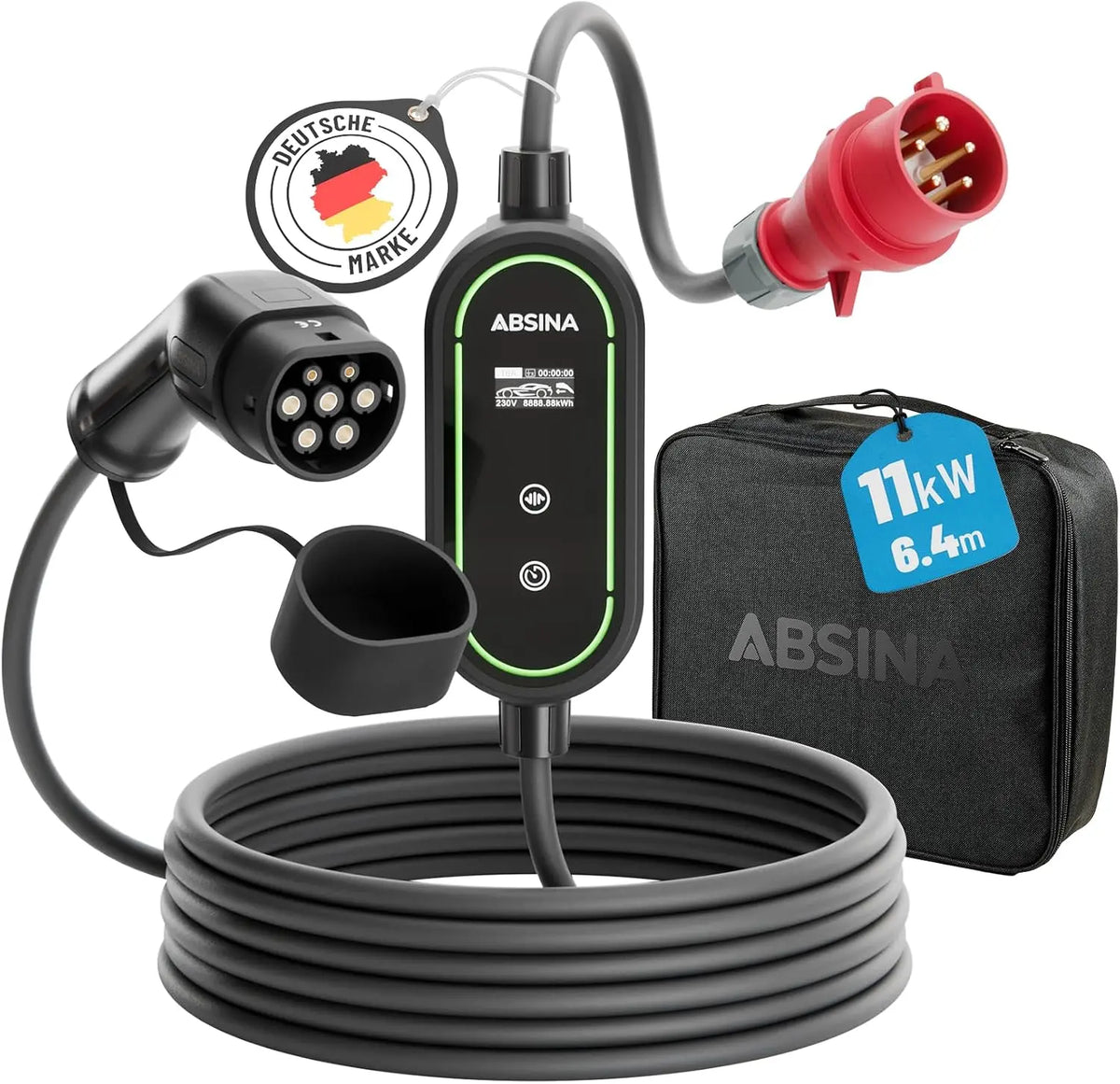 ABSINA Cargador electrico Coche CEE 16A a Tipo 2 con Potencia Ajustable