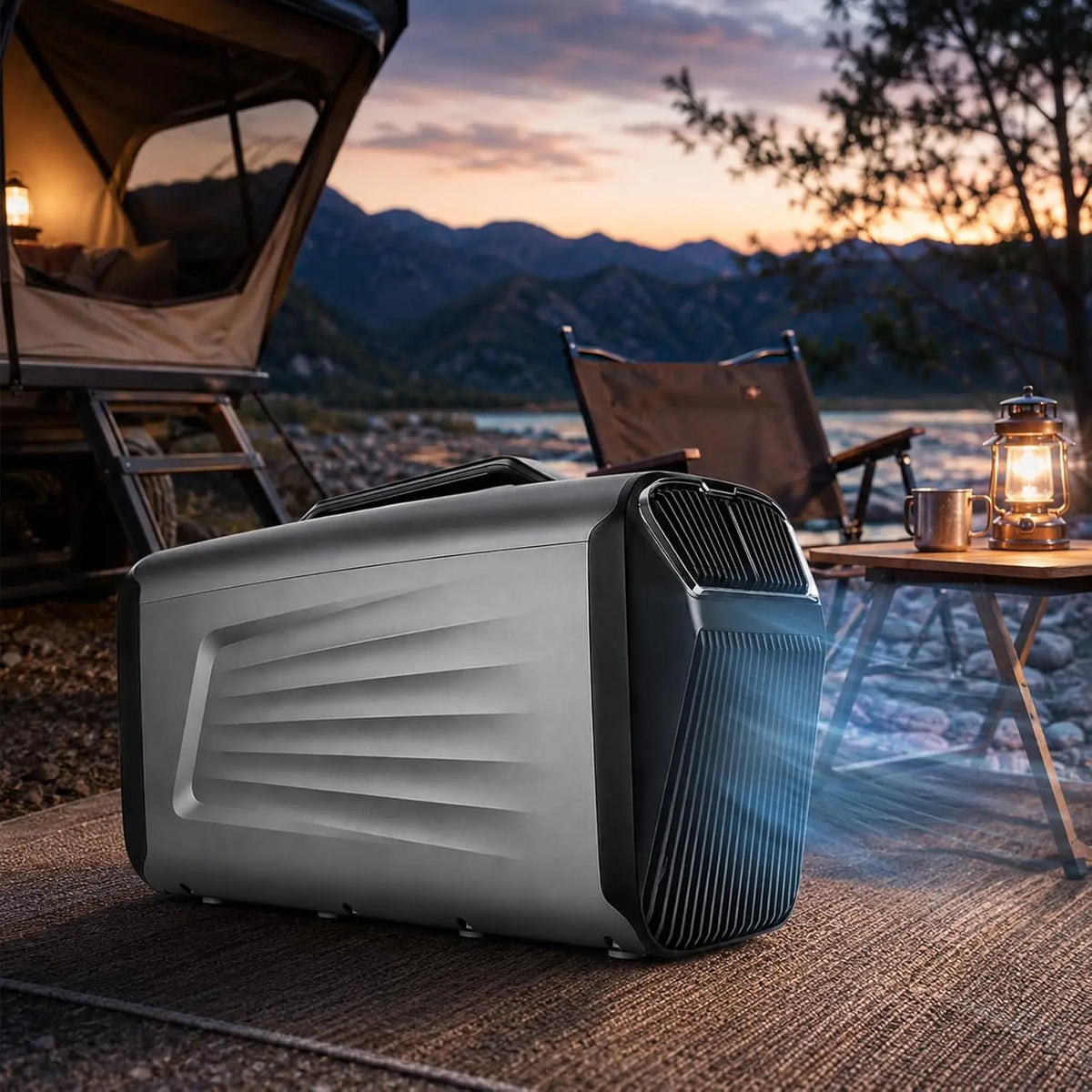 Aire Acondicionado Portátil de Viaje 5200 BTU, Climatizador Compacto 12V/24V/220V Silencioso 400W para Tienda Camping Caravana Camper
