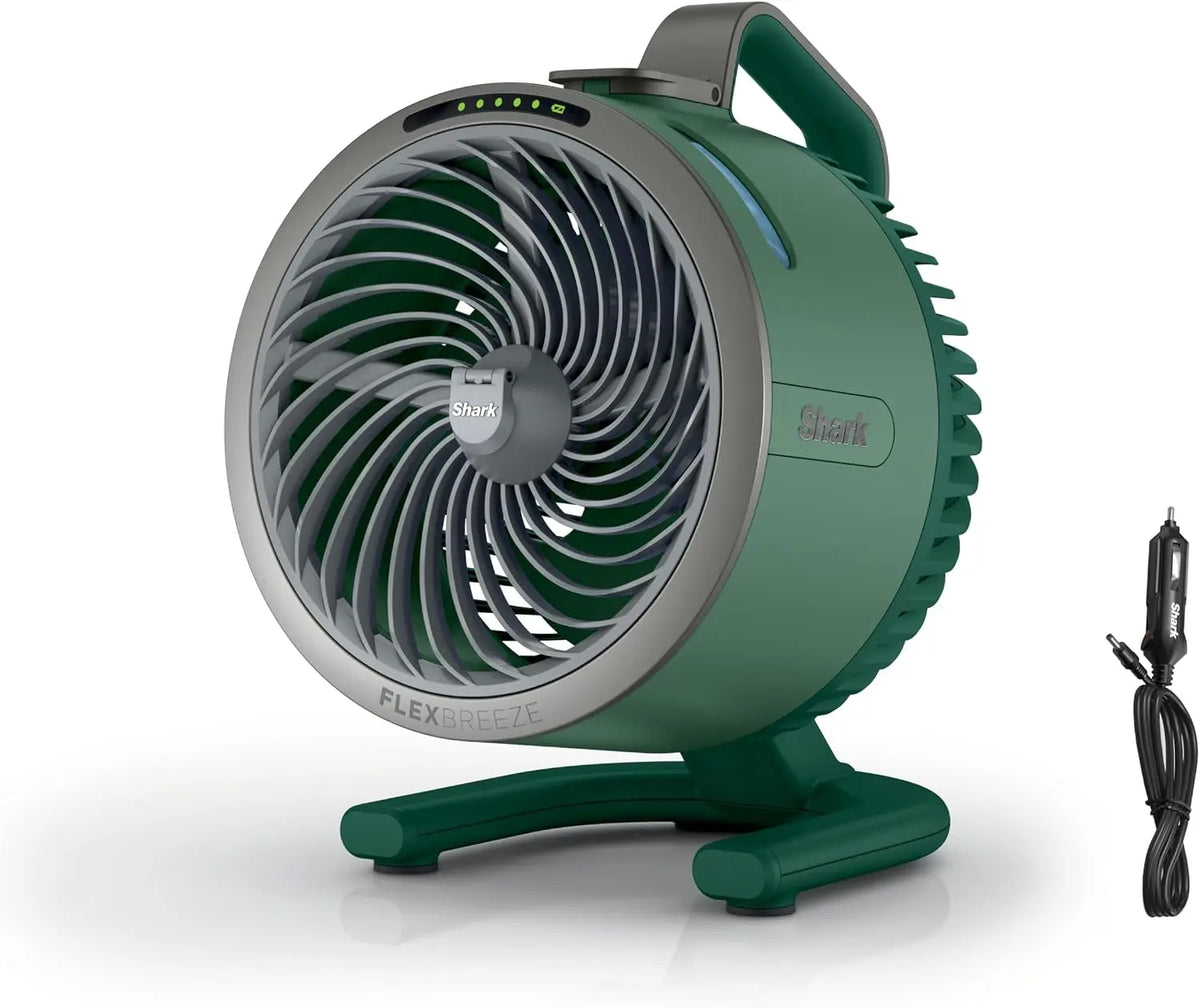 Shark FlexBreeze HydroGo Ventilador + cargador de coche, ventilador portátil ultra potente que rocía en interiores y exteriores. Hasta 70 pies