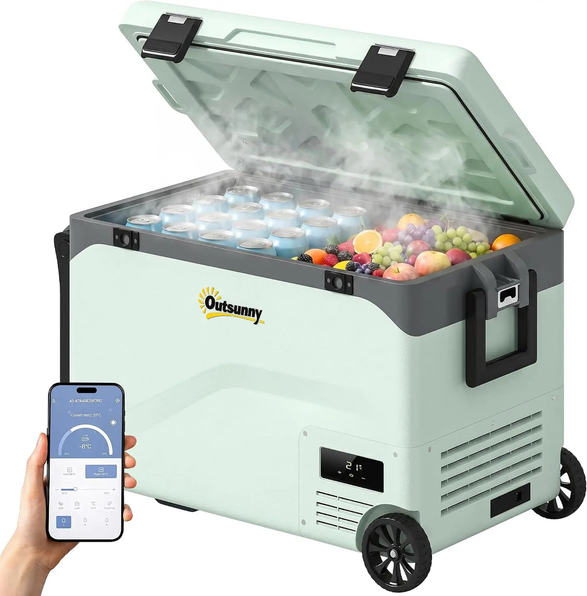 Outsunny Nevera Portátil Eléctrica 42, 5L 12/24/240V Refrigerador de Coche