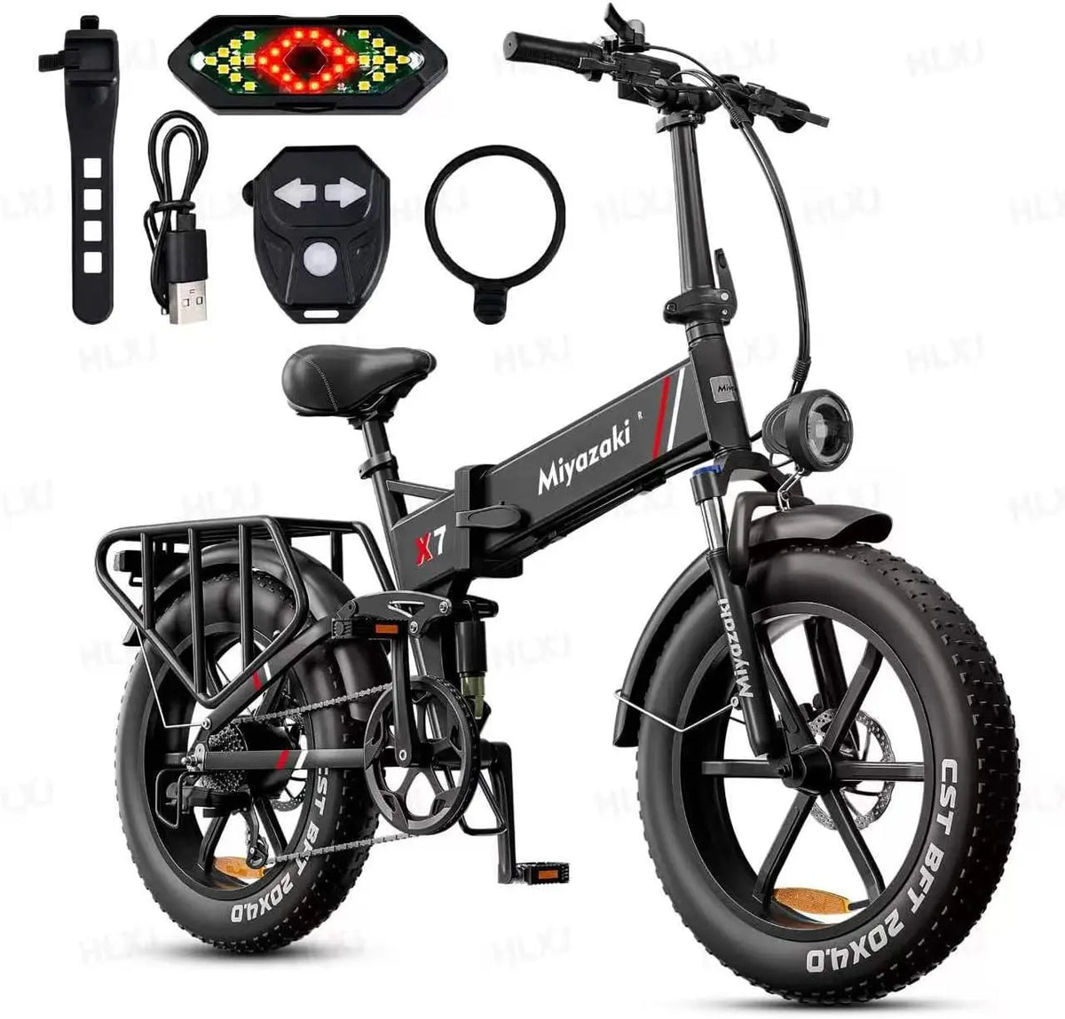 Bicicleta eléctrica plegable para adultos, batería extraíble con certificación UL, cuadro de aluminio ligero, frenos hidráulicos de aceite para