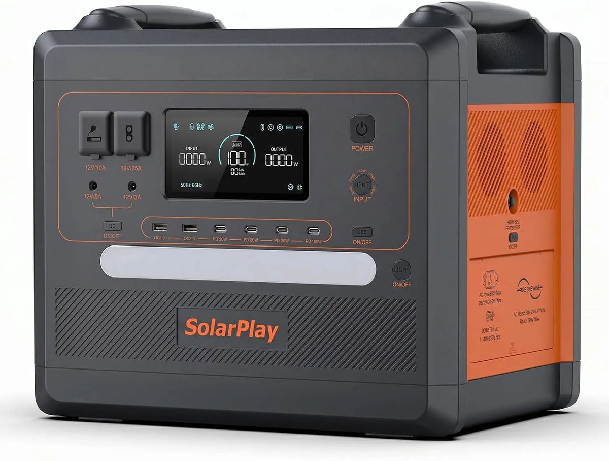 SolarPlay Estacion de Energia Portatil 2500W, 2300Wh Generador Solar con Batería LiFePO4, Salida 12 Puertos, Power Station portátil para Camping