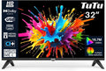 TuTu TV 32 Pulgadas LED HD Sin Marco Televisor con Sintonizador Digital DVB-T/T2-C-S/S2, HDMI, USB Grabador Reproductor, Modo Hotel (TUB32HN1N