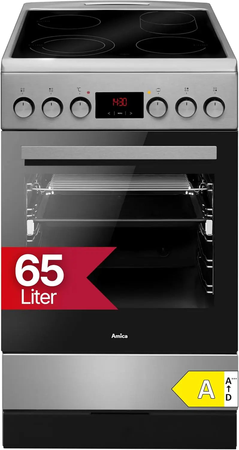 Amica SHC 903 001 E, Cocina (Cocina independiente, Negro, Acero inoxidable, Giratorio, Sensor, Frente, Electrónico)