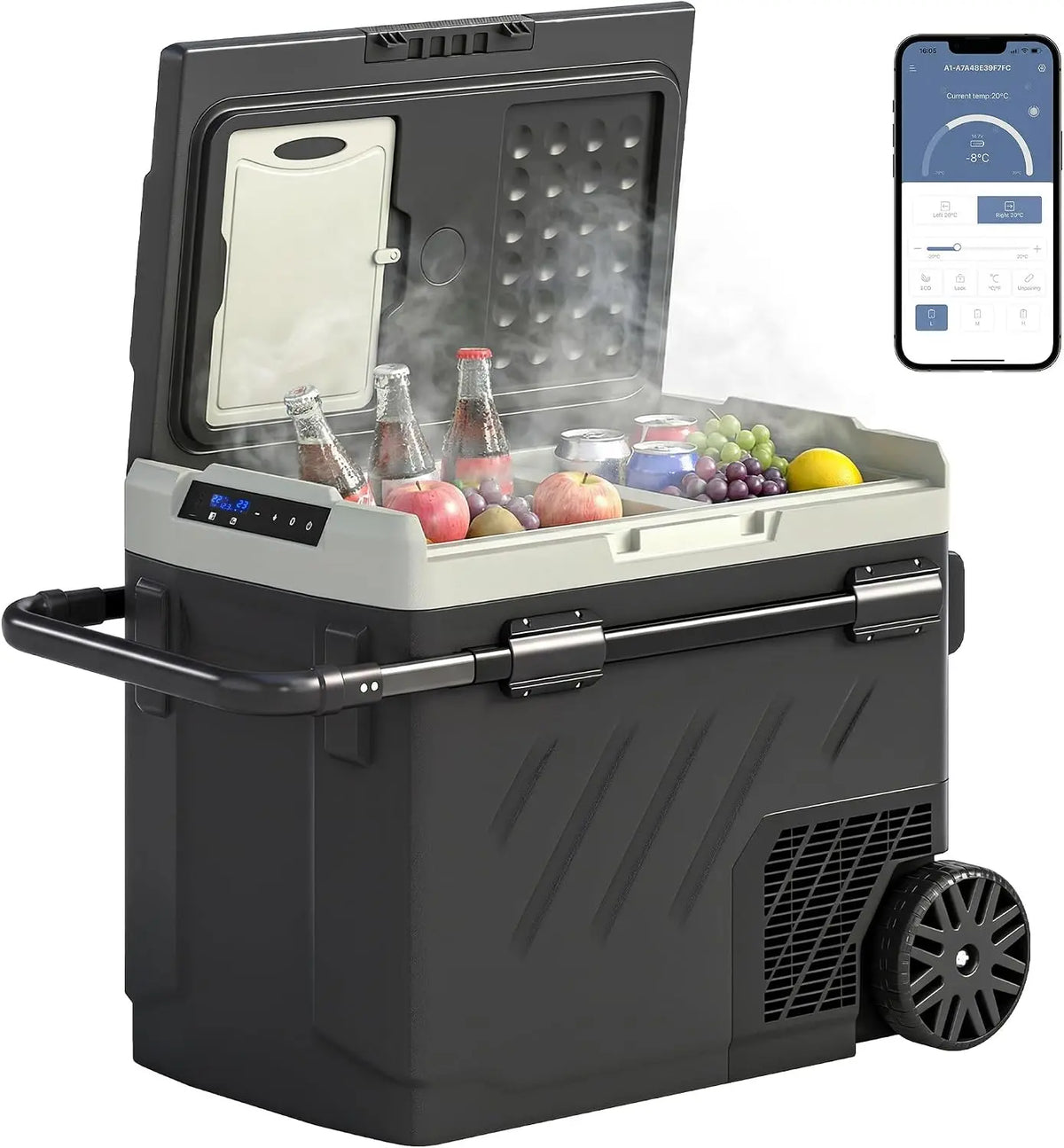 Outsunny Nevera Portátil Eléctrica 49L 12/24/240V Refrigerador de Coche