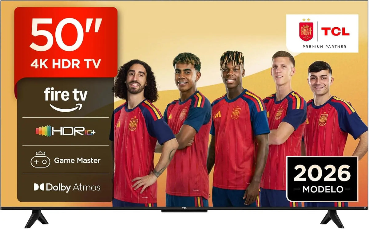 TCL 50V6D Televisor 50 Pulgadas 4K UHD inteligente TV, Fire TV, Alexa Integrado, Dolby Vision & Atmos, Game Master, HDR10+, Control por Voz