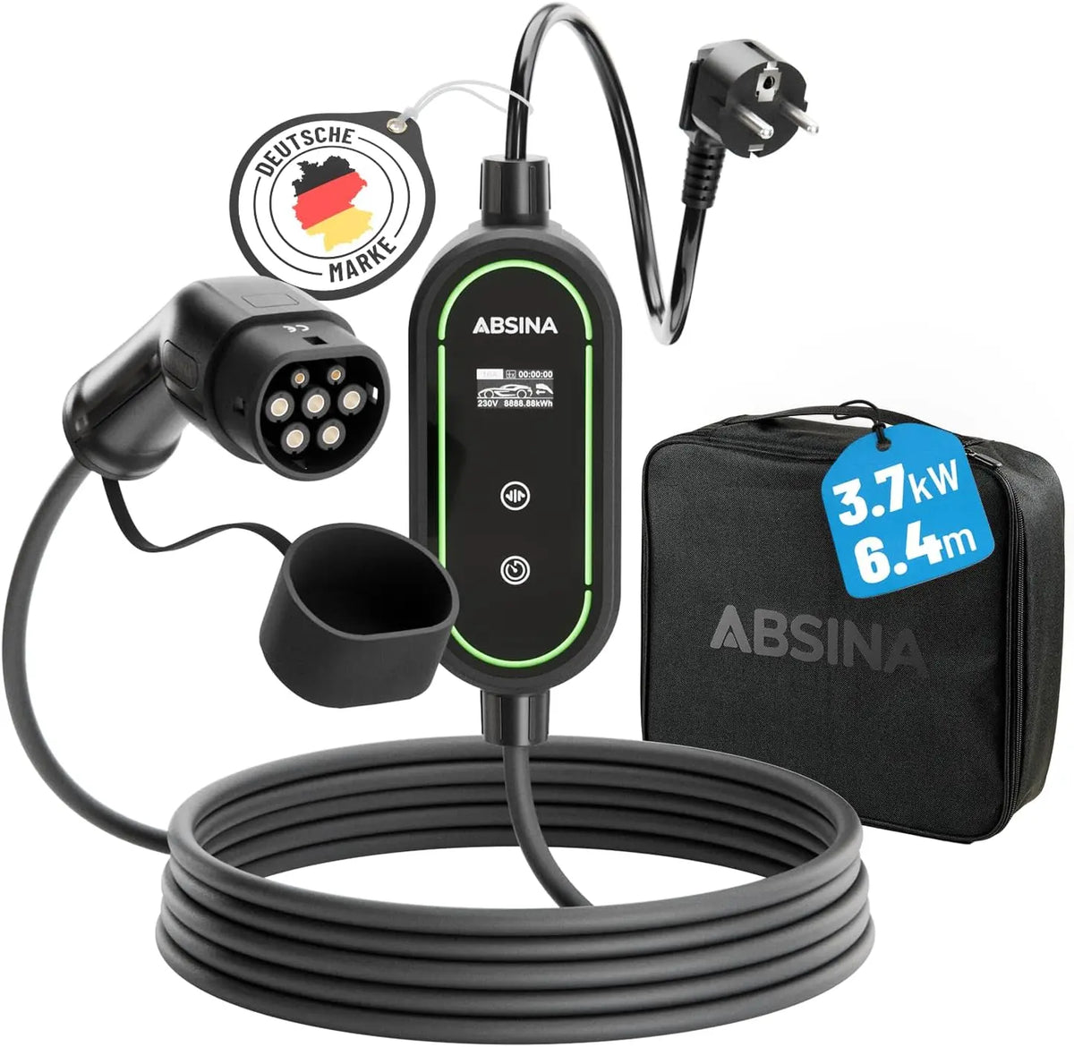 ABSINA Cargador Coche electrico Tipo 2 con Potencia Ajustable