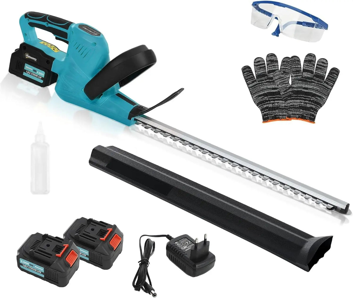 Outsunny Tijeras Cortasetos Eléctrico 18V 2 Baterías de 4000mAh Azul